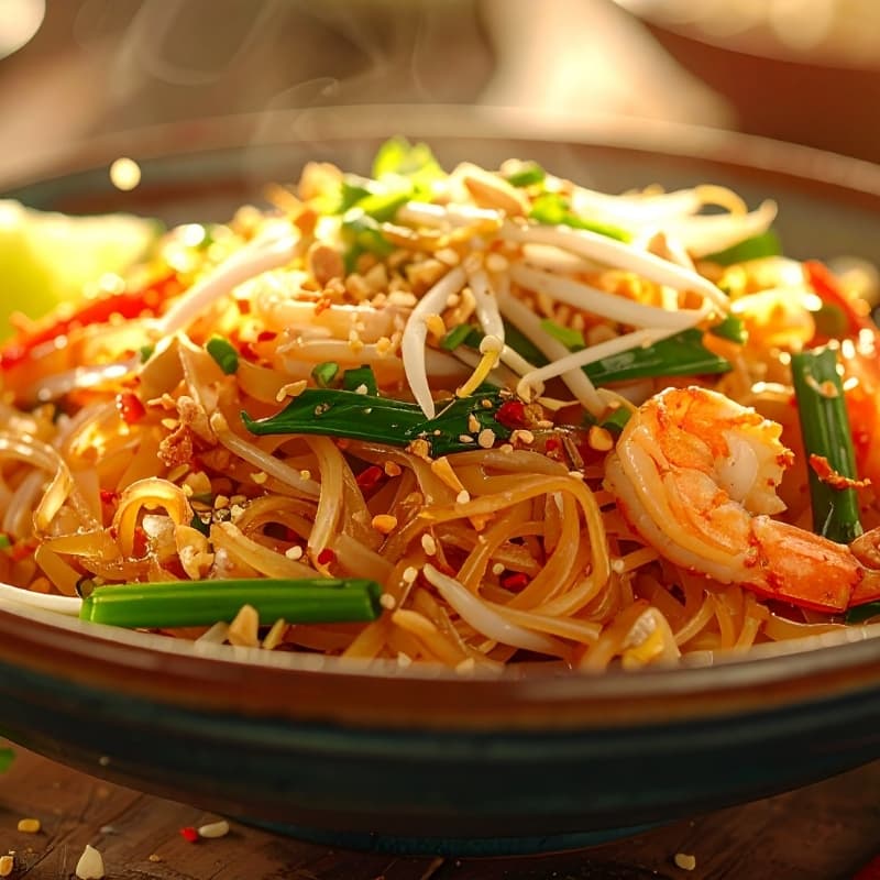 Udon mit panierten Garnelen